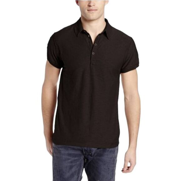 Diesel Polo Shirt Men's Black Size Medium 100%Cotton Button Short Sleeve - Picture 1 of 8
